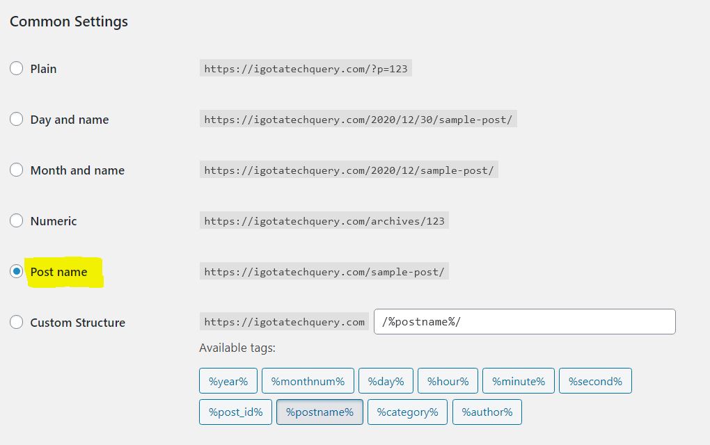 Change url format to text or article heading - blog post name